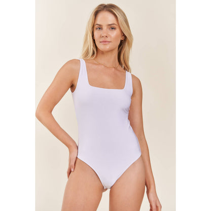 Double Layer Matte Sleeveless Square Neck Bodysuit