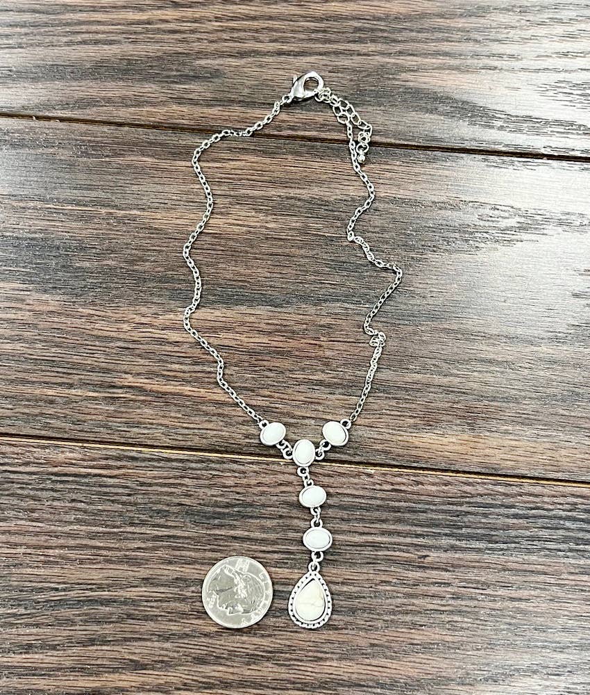 16" Western Drop White Turquoise Y-Necklace
