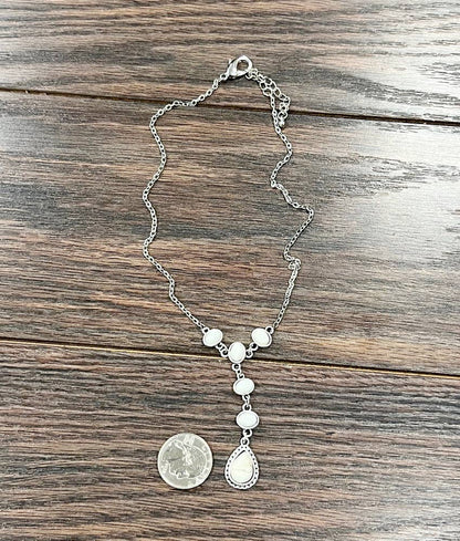 16" Western Drop White Turquoise Y-Necklace
