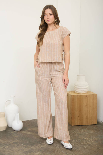 Stripe Linen Short Sleeve Top