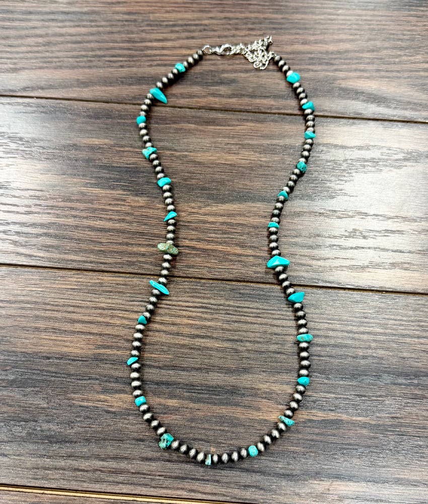 26" 6mm Western Bead Turquoise Necklace