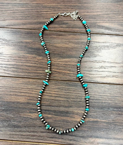26" 6mm Western Bead Turquoise Necklace