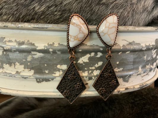 Stone Rhombus Drop Earring