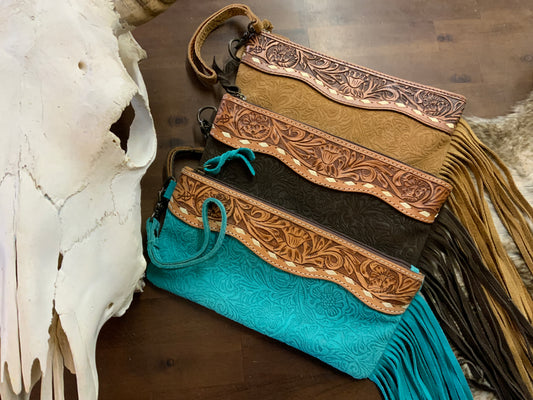Embossed w/Fringe Wristlet