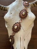 Stamped Oval Concho Belt with Stone